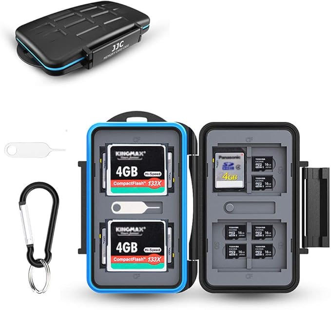 JJC 28 Slots Portable Memory Card Case Holder Storage for 8 SD SDHC SDXC Card, 16 Micro SD TF Card and 4 CF Cfast Card, Water-Resistant & Shockproof