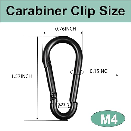 Black Carabiner, Heavy Duty Galvanized Steel Spring Snap Hook Carabiner Clips with 120LBS Holding Capacity, Ideal for Outdoor, Hammock, Swing and Travel (30PCS M4 1.6Inch)