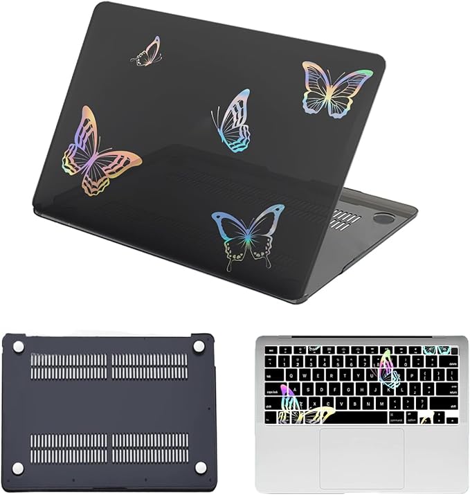 Hard Case for MacBook Pro 16 inch with Touch Bar/Touch ID 2020 2019 Release (Model A2141),Waterproof Plastic Laptop Case Cover Protector & TPU Keyboard Cover,Glitter Butterfly
