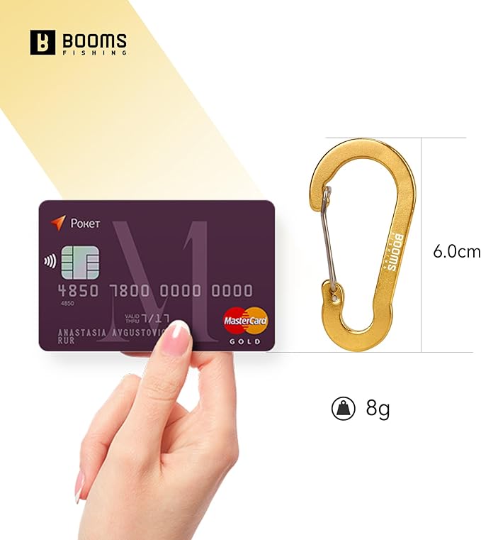 Booms Fishing CC5 Multi-Use Carabiner Clips, 10 Pack 2.3"/ 3.1" Caribeener Clips, Mini Keychain Caribeaner Clip, Aluminum D Ring Carabiners