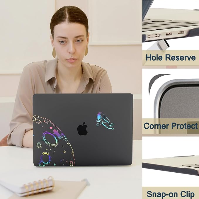 Printed Case for MacBook Air M1 13 inch 2020 2019 2018 Release (Model A2337 A2179 A1932),Aesthetic Hard Shell Case Cover & Keyboard Cover for Laptop Air 13.3",Cool Astronaut
