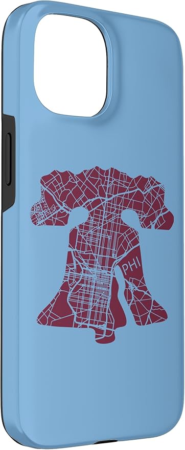 Philadelphia Street Map Liberty Bell Vintage Maroon Philly Case for iPhone 15