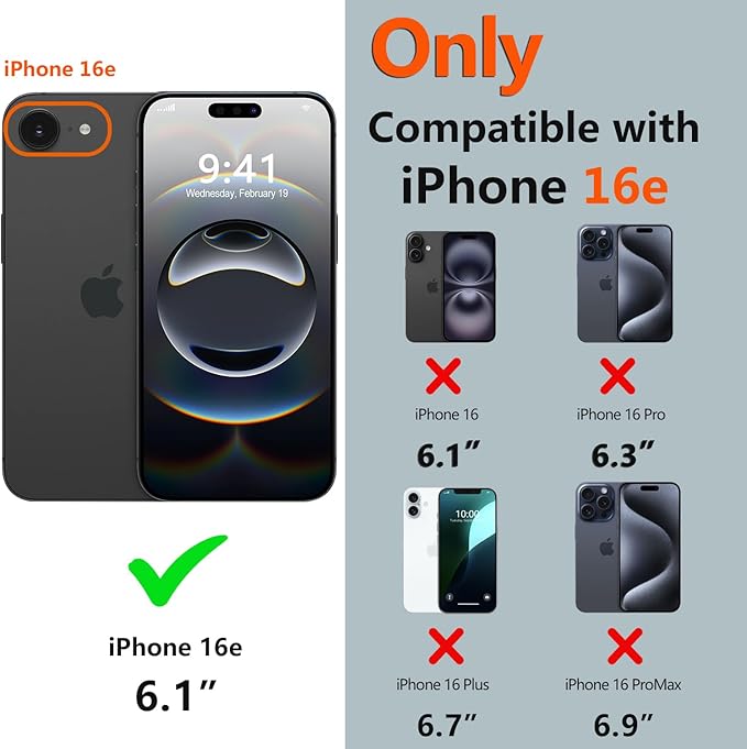 for iPhone 16e Case Waterproof, [Shockproof] [Dustproof] [IP68 Waterproof] Full-Body Hard Case Built-in [Lens Screen Protection] for Diving Case (Black, for iPhone 16e 6.1in)