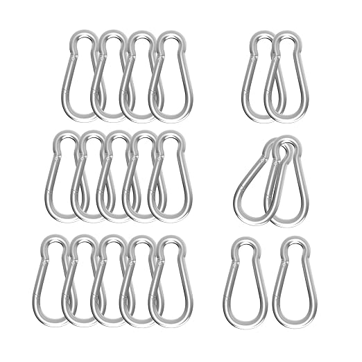Carabiner, Heavy Duty Galvanized Steel Spring Snap Hook Carabiner Clips with 220LBS Holding Capacity, Ideal for Outdoor, Hammock, Swing and Travel (M5 2Inch, 20PCS)