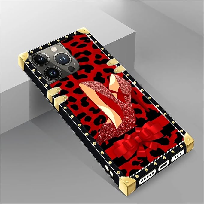 Compatible with iPhone 14 Pro Case, Elegant High Heels Luxury Golden Decoration for Girl Women Soft TPU Shockproof Protective Hard PC Back for iPhone 14 Pro