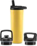 ZULU Base 18oz Kids Stainless Steel Water Bottle with 3 Lids- Straw, Chug, Twist | Double Walled and Vacuum Insulated Metal Thermos | Fits Car Cupholder, Built in Carry Loop, Dishwasher Safe, Vitamin