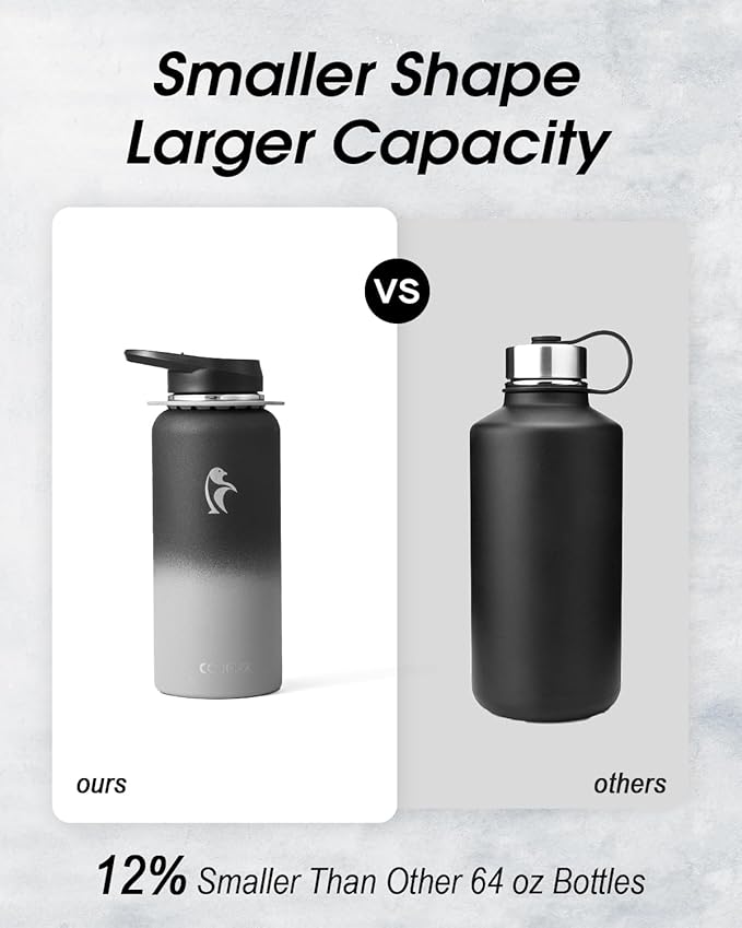 Coolflask Water Bottle with Straw, 32 oz Insulated Metal Water Flask with Straw & Spout Lids, Stainless Steel Double Wall Vacuum, Keep Cold 48h Hot 24h, Leak Proof, BPA-Free, Piano Night