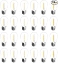 Jslinter 24-Pack LED 1W String Light Bulbs, S14 Plastic Shatterproof Edison Vintage Style Replacement 1 Watt Outdoor 2200K, Waterproof, Warm White Equivalent to 11w, e26 Base