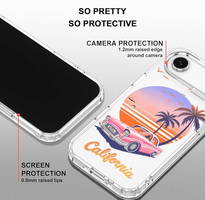 MOSNOVO for iPhone Air Case, Shockproof Military-Grade Protection 6.6ft Drop Tested, Camera Control, Clear Phone Case for iPhone 17 Air, Cali Cruise Design