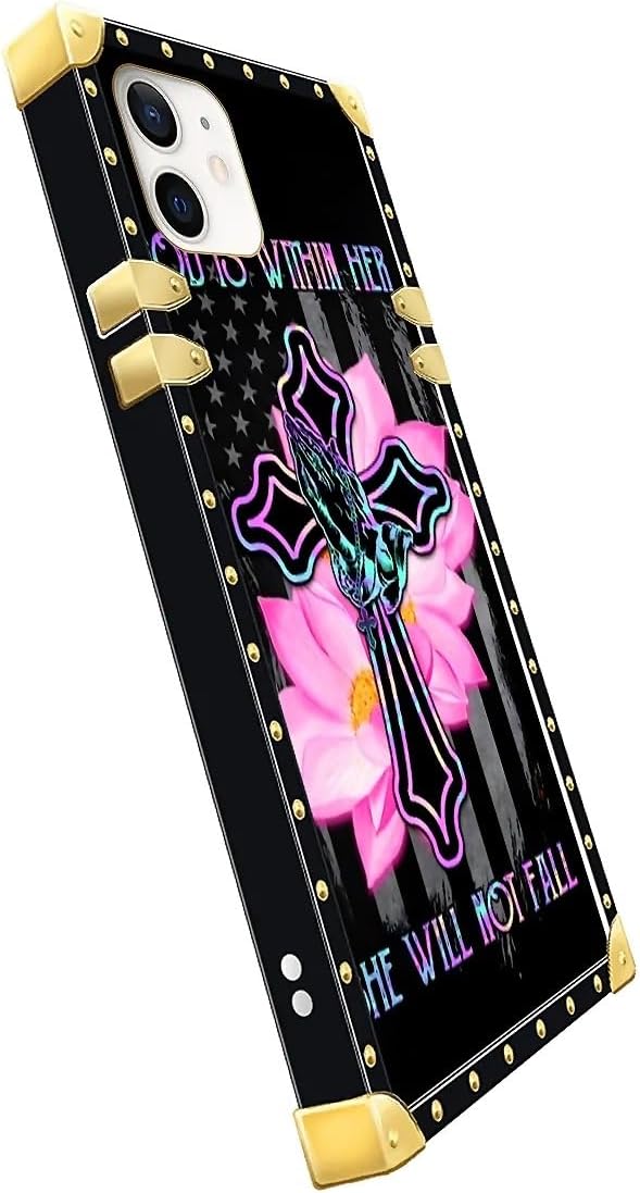Compatible with iPhone 11 Case, Praying Cross Hands Luxury Golden Decoration for Girl Women Soft TPU Shockproof Protective Hard PC Back for iPhone 11