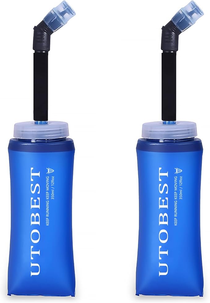 UTOBEST Soft Flask Collapsible Running Water Bottle, Flexible TPU Folding Flask for Hydration Pack, Soft Flask Bottles for Hiking Cycling