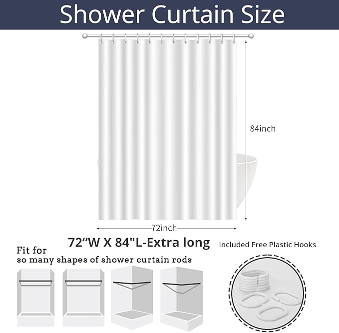 Pink Bow Shower Curtain, Pink and White Modern Aesthetic Bowknot with Polka Dot Cute Girly Bathroom Curtain Waterproof Fabric Machine Washable with Hooks, 72" Wx84 L