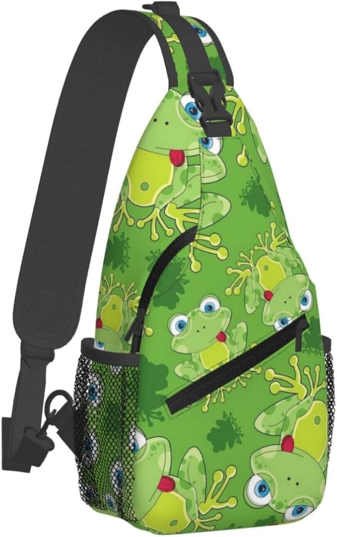 Cute Frog Sling Bag For Women & Men - Fashion Cartoon Frogs Backpack, Crossbody & Shoulder Bag - Travel & Hiking Daypack