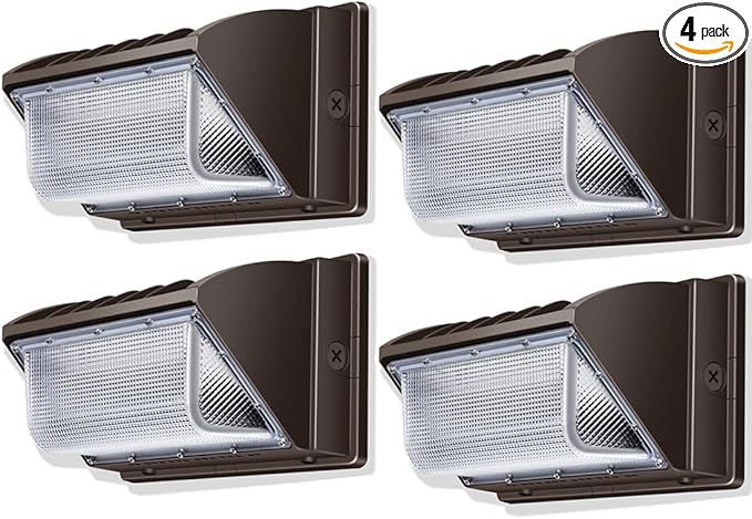 ledmo Wall Pack Light 150w Waterproof 5000K 21000lm 100-277V Equivalent Energy Save Ultra Bright Commercial Outdoor LED Wall Lights Exterior Security Flood Lighting 4 Pack for Yard,Garage,Building