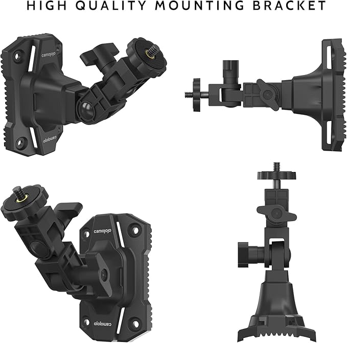 Camojojo Trail Cameras Mounting Bracket with 1/4" -20 Threaded Insert 360°Rotating Adjustable Holder for Outdoor Hunting Gear Accessory, Game Camera Holder Monitor Stand Hunting Camera Kit