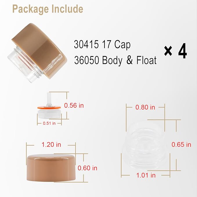RK-17VB Vacuum Breaker Float Kit, Anti-Siphon Wall Faucet Repair Kit, Anti Siphon Valve Repair Kit, Compatible with Woodford Model 17 (4 Packs)