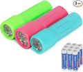 3 Pack 9-LED Mini Flashlight Bulk, Small Multicolor Flashlights with Lanyard, 9 AAA Batteries Included, for Hurricane Supplies Halloween Gifts Stocking Stuffers