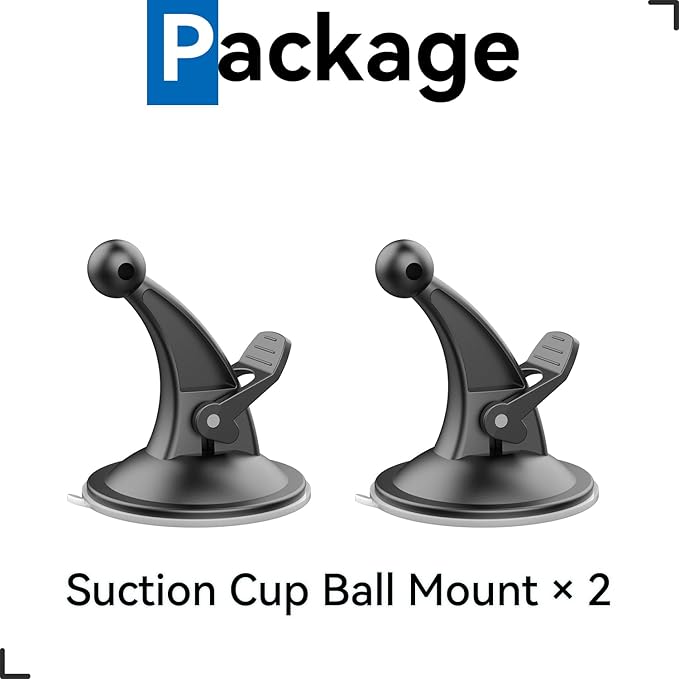 for Garmin GPS Car Mount 2 Pack Replacement Non-Sticky Suction Cup 17mm Ball Mount Windshield Holder fit Garmin Nuvi Drive Dezl RV GPS, Black