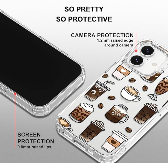 MOSNOVO for iPhone 17 Case | Military Grade 6.6ft Drop Tested | Camera Control | Clear with Coffee Design