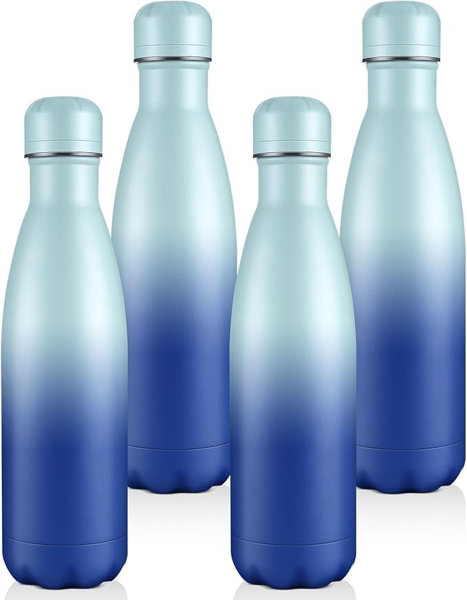 Volhoply 17oz Insulated Water Bottles MultiPack, BPA Free Water Bottle for Kids, Gym, Travel, Sports, Available in Packs of 1, 4, or 8（Green Blue,4 Pack）
