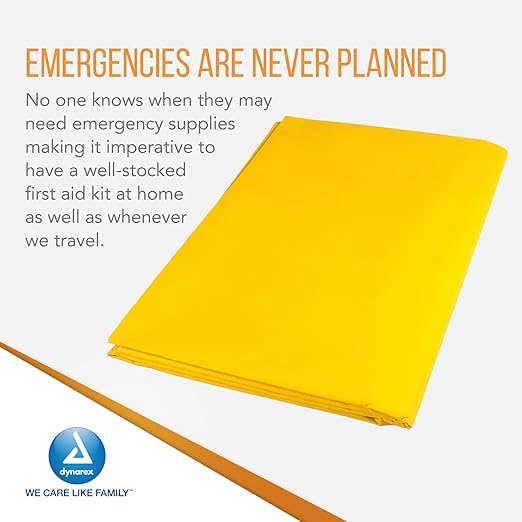 Dynarex Emergency Highway Blanket - Economy, Disposable and Water Repellent, Provides Full Coverage, Highly Visible for Safety, Yellow, 54” x 80”- 1 Case of 50 Emergency Highway Blankets