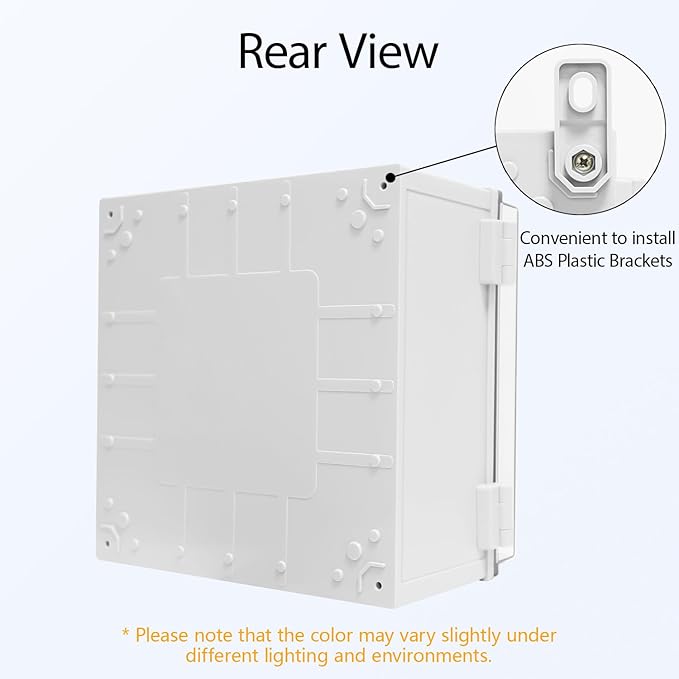 Junction Box, IP65 Waterproof Dustproof ABS Plastic Enclosure, Outdoor and Indoor Project Box Hinged Clear Cover with Mounting Plate Wall Brackets, Outer Dimension 11.8"x 11.8" x 7.1", Grey