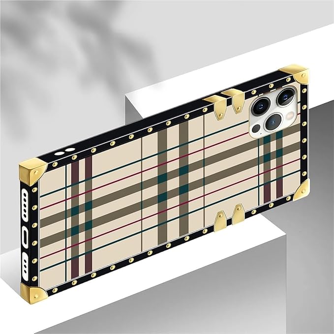 Compatible with iPhone 12 Pro Max Case, Black Red Beige Stripes Luxury Golden Decoration for Girl Women Soft TPU Shockproof Protective Hard PC Back for iPhone 12 Pro Max