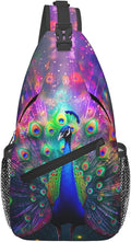 Beautiful Peacock Sling Bag For Women Men Fashion Backpack Crossbody Peacock Shoulder Bag Sling Backpack Chest Bag Travel Hiking Casual Sport Daypack