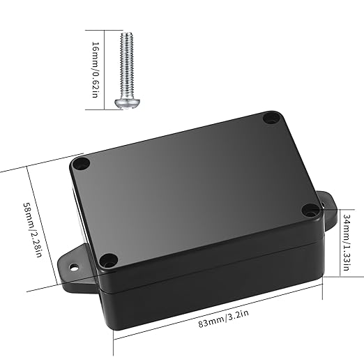 Project Box, 4pcs Junction Boxes, IP65 Waterproof Electrical Boxes, ABS Plastic Dustproof Electrical Project Case Power Junction Boxes with Fixed Ear for Outdoor Electronics - 3.3x2.3x1.37