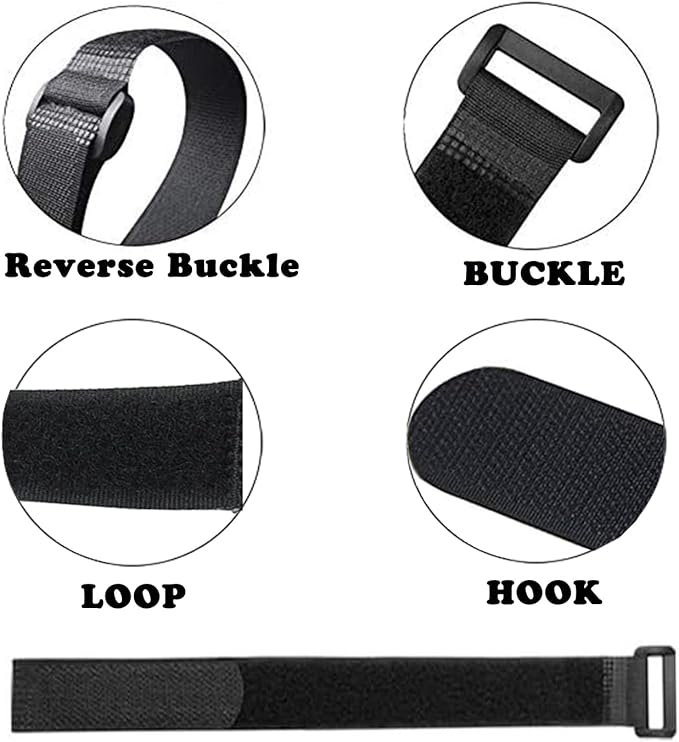 24 Pack (8"-12"-16"-20") Reusable Fastening Cable Ties and Cable Straps,Adjustable Multi-Purpose Hook and Loop Straps Nylon Cable Ties Organizer Fastener Management Wire Straps