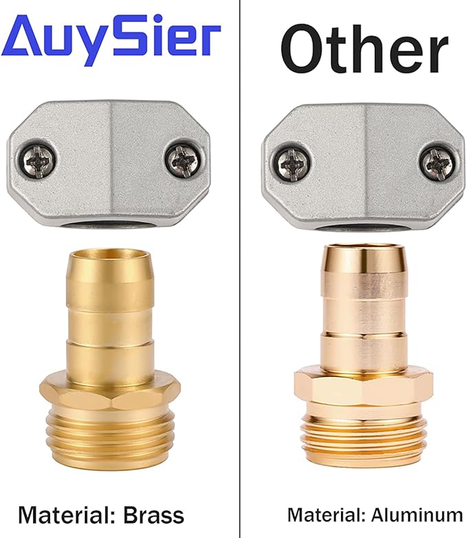 Garden Hose Repair Kits, 2 Pack Brass Water Hose Connector, Fit 3/4" and 5/8" Garden Hose, Male Hose End Repair Fittings Replacement, Hose Mender Kit