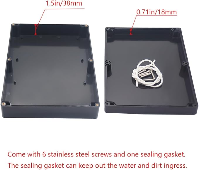 Project Box IP65 Waterproof Junction Box ABS Plastic Black Electrical Boxes DIY Electronic Project Case Power Enclosure 11.42x8.27x2.48 inch (290 x 210 x63 mm)