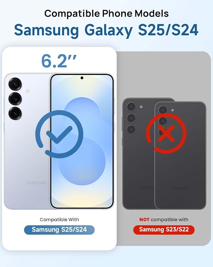 Lanhiem for Samsung Galaxy S25 S24 Phone Case with Tempered Glass Screen Protector, Shock Absorption, Anti-Scratch Shockproof Case Cover for Samsung S25 S24, Black