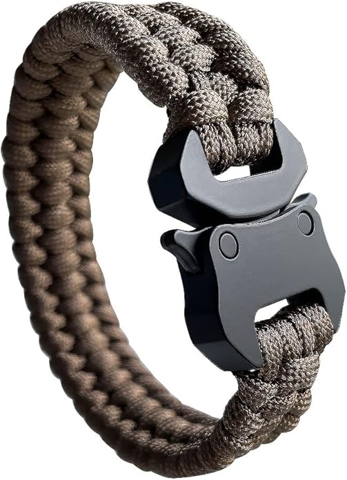 Parachute Cord Bracelets Trilobite Weaved Paracord Bracelet with Side Release Buckle 8.7 inch Black Bracelet for Men Women 1 Set