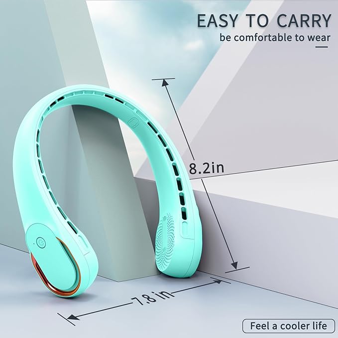 ASNUG Portable Neck Fan, Neck Fans for Women, 4000 mAh Rechargeable Personal Fan,360° Hands Free Bladeless Fan, 3 Speeds Adjustable, Faster Cooling, Super Quiet, Suitable for Home, Office, Travel