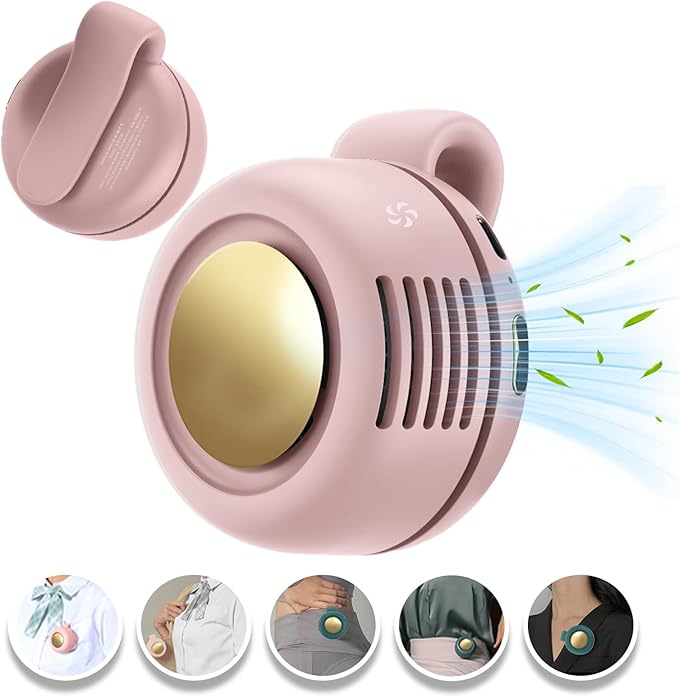 Portable Clip-On Fan, Mini USB Rechargeable 360° Rotatable Fan, 3-Speed Silent Mini Bladeless Fans