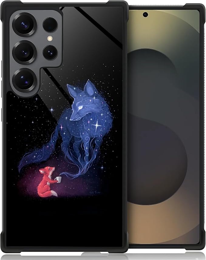 for Samsung Galaxy S25 Ultra Case,Graphic Design for Girl Boy Soft Silicone Hard Acrylic Shock Protection Designed for Samsung Galaxy S25 Ultra Galaxy Fox Wolf Pattern
