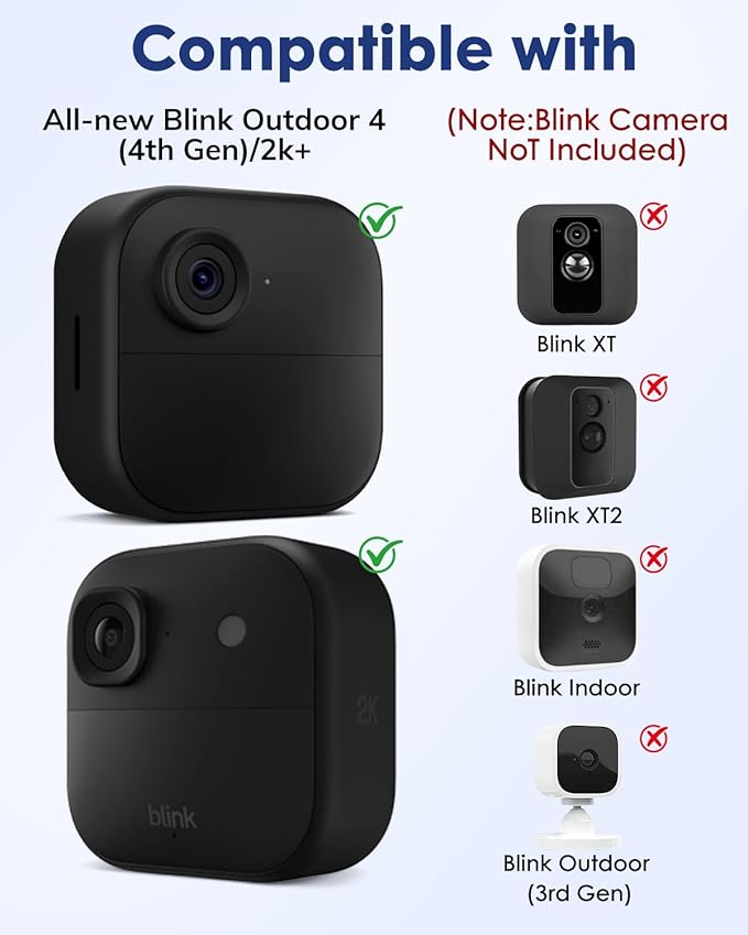 Silicone Case Cover for Blink Outdoor 4/2K+, Weatherproof Silicone Cover Skin Provides Full Camera Protection, for All-New Blink Outdoor 4 Home Security Camera (Black)
