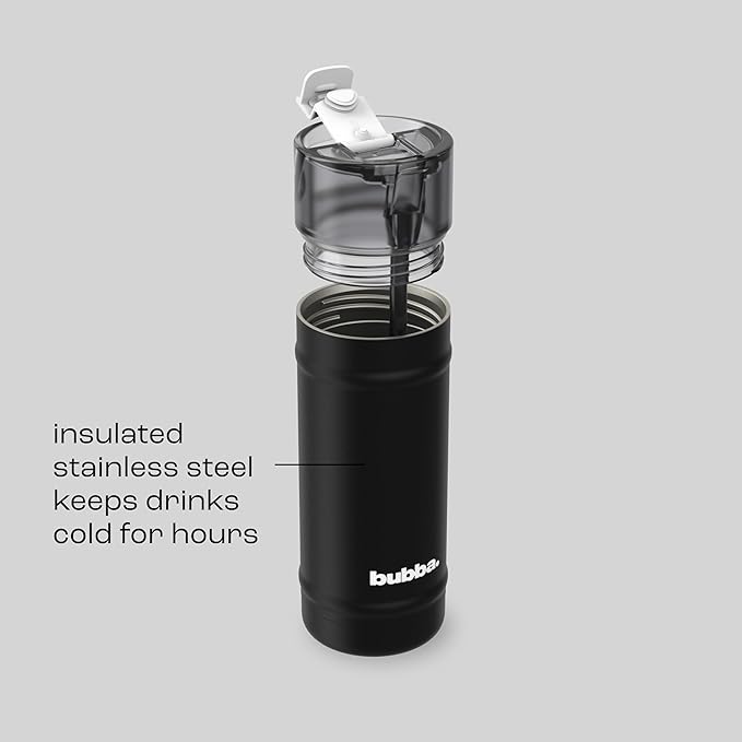 bubba 18 oz Dualsip Insulated Stainless Steel Water Bottle with Straw - Reusable, Leakproof, Lightweight, Dishwasher Safe, Lead-Free and BPA-Free, Office Siren