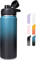 Fijinhom 18 oz Insulated Water Bottle with Handle, 304 Stainless Steel Water Bottles with Wide Mouth, Double Wall Vacuum Sports Water Bottle, BPA Free, Keep Cold and Hot, Blue&Black