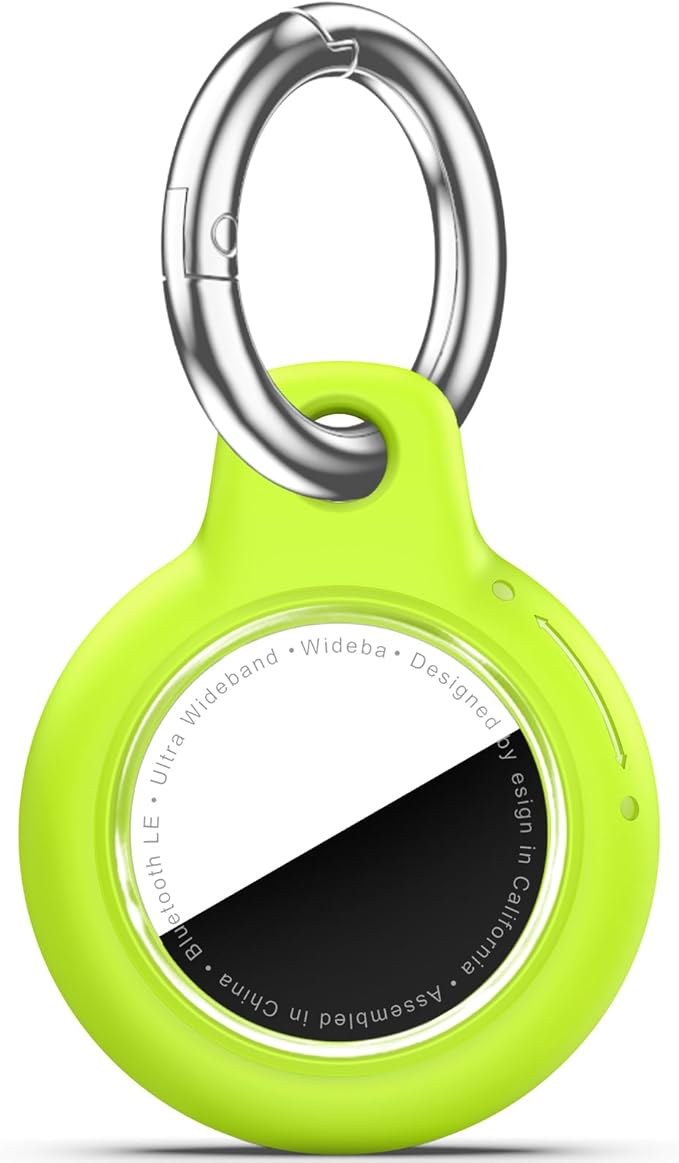for Apple AirTag 2nd & 1st Gen, Waterproof Case for AirTag Holder Keychain,GPS Tracker Cover for Dog,Car Key,Luggage-D4-Fluorescent Green