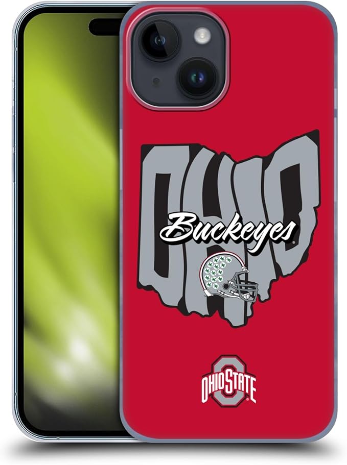 Head Case Designs Officially Licensed Ohio State University Map Football Graphics Hard Back Case Compatible with Apple iPhone 15