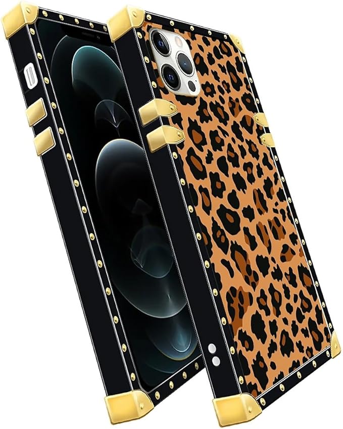 Compatible with iPhone 11 Pro Max Case, Brown Leopard Texture Luxury Golden Decoration for Girl Women Soft TPU Shockproof Protective Hard PC Back for iPhone 11 Pro Max