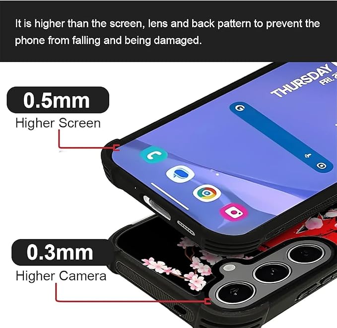 for Samsung Galaxy S24/S25 Plus Case, Sakura Japanese Samurai Pattern Graphic Design Girl Boy Soft Silicone Hard Acrylic Shock Protection for Samsung Galaxy S24/S25 Plus