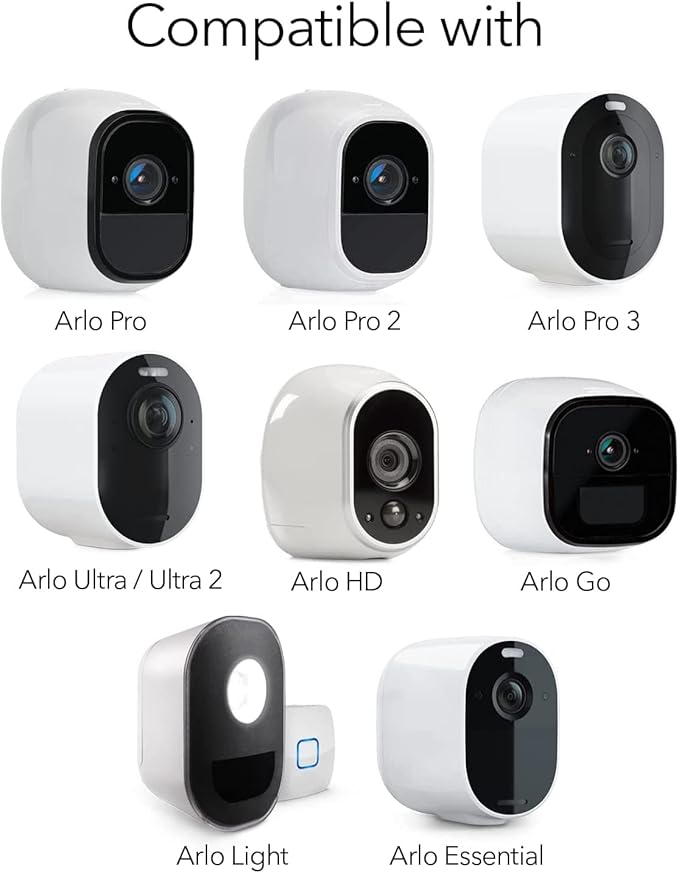 Security Wall Mount for Arlo Pro, Arlo Pro 2, Arlo Ultra, Arlo Pro 3, Arlo Go, Arlo Essential Spotlight Camera, Adjustable Indoor/Outdoor Mounting Bracket for Your Surveillance Camera (2 Pack)