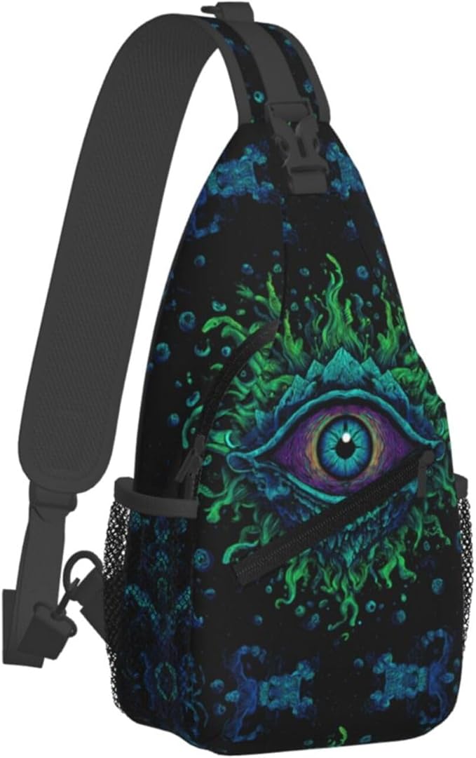 Psychadelic Trippy Art Sling Bag Crossbody Travel Hiking Chest Backpack Shoulder Daypack For Women Men