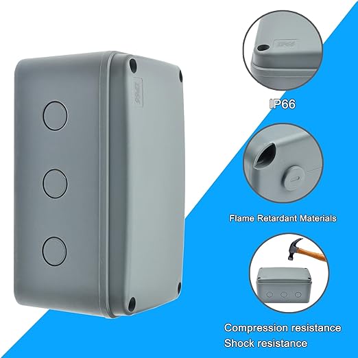 Nineleaf Waterproof Electrical Box,6PK Outdoor Junction Boxes, IP66 External Electrical Project Enclosure Box Grey,7 1/8" x 4 1/2 "x 4" inch(181x111x100 mm), for Outdoor Use