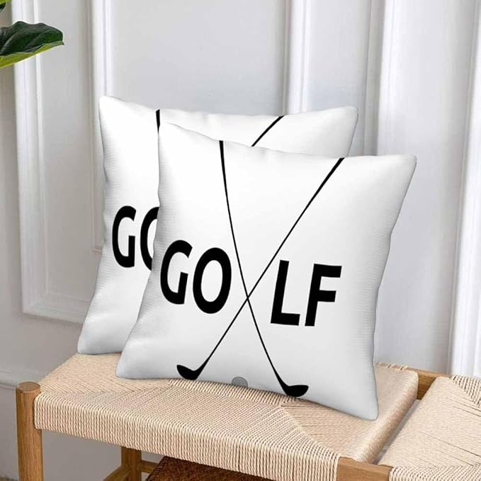Black Golf Clubs Pillow Covers 18 X 18 Sports Themed Decor Symbol Golf Set of 2 Pillow Cases Square Velvet Outdoor Throw Cushion Pillowcases Decorative for Home Bed Sofa Couch Hotel