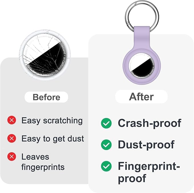 Linsaner [2 Pack] Case for AirTag 2nd Gen (2026) & 1st Gen, Silicone Holder Keychain Key Ring, Protective Cover for Air Tags, GPS Finder Accessories for Bags, Pets, Kids, Luggage, Pink+Purple