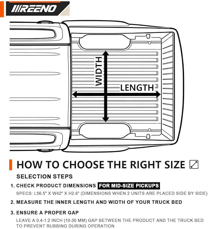 Slide-Out Truck Bed Organizer Tray, Heavy Duty Cargo Storage System with Easy Tailgate Access, Fits Mid-Size Bed Organizer 5'Beds, Durable HDPE Material, No Drilling